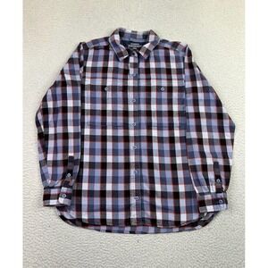 REI Cooperative Shirt Women's Medium Blue Plaid Flannel LS Button Up Outdoor‎